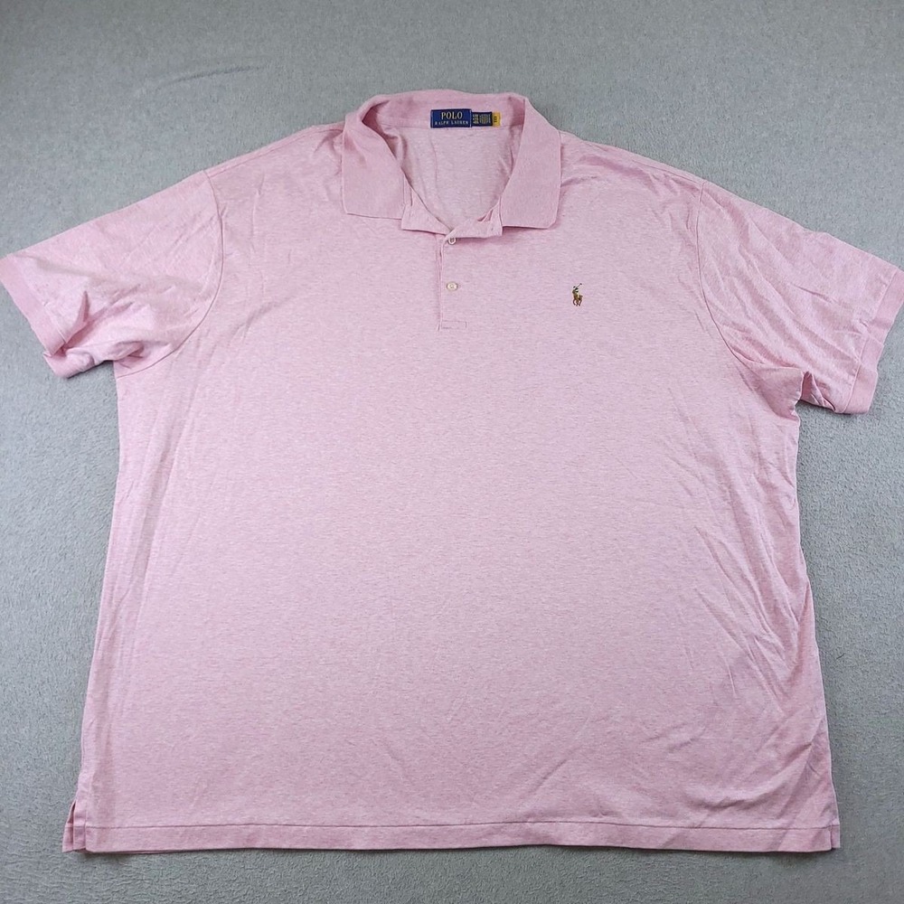 Polo Ralph Lauren Polo Shirt Mens 4XB Big Man Pink Soft Jersey Knit Cotton Pony